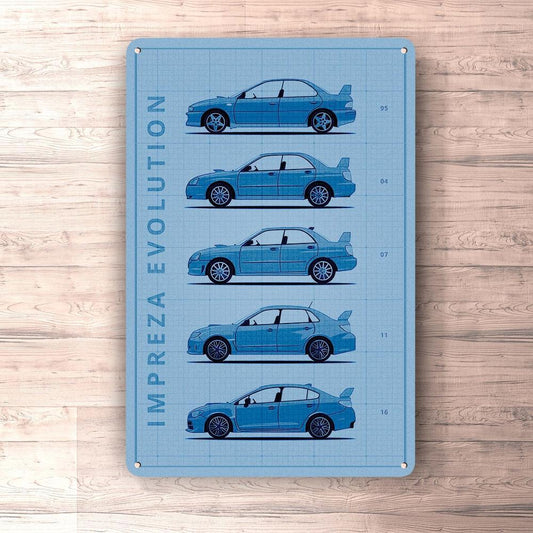 Subaru Impreza Generation Patent Blueprint Skilte, Musemåtte, Dørmåtte-Blueprint-Subaru-Garage Culture Shop- garage - man cave - merchandise