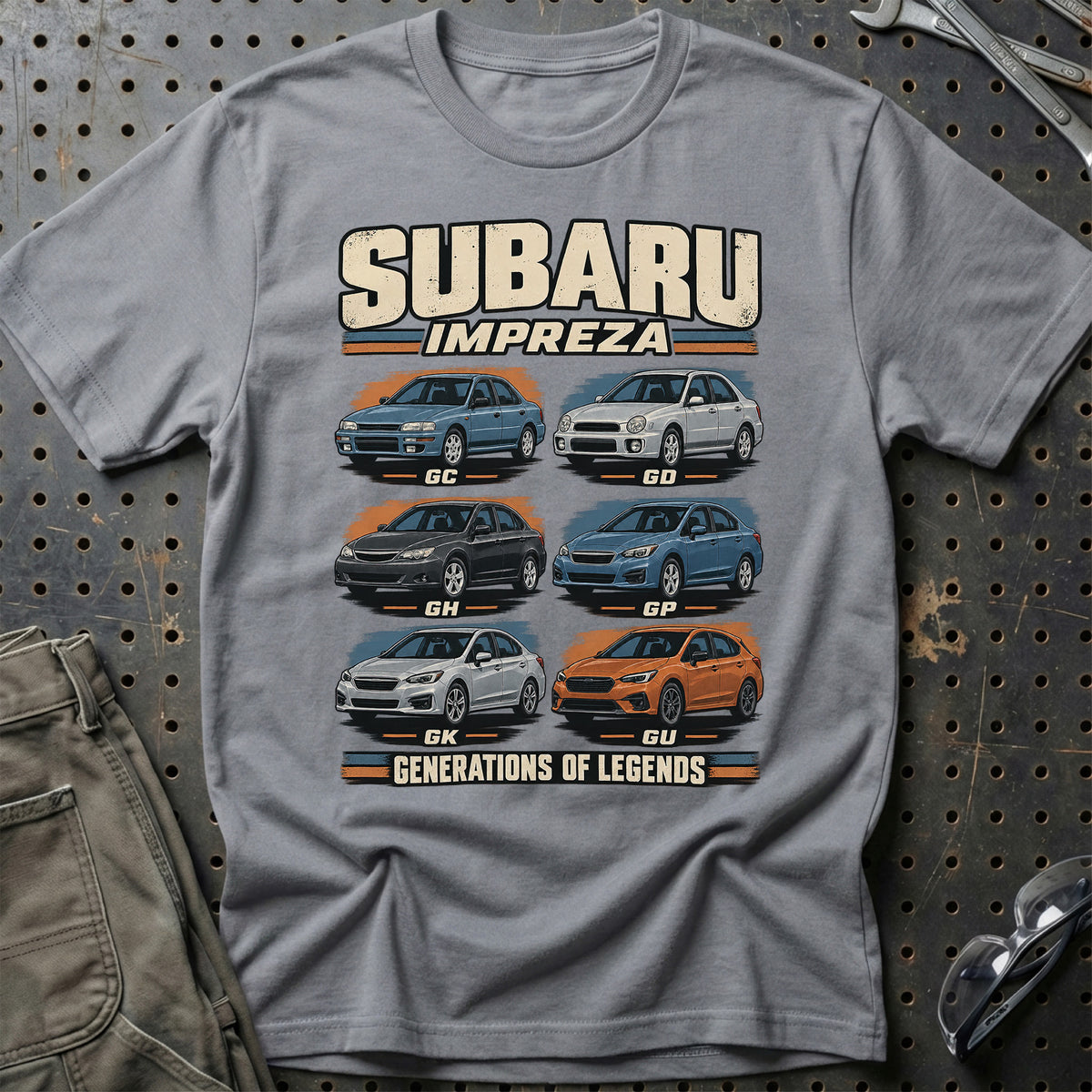 
Subaru Impreza – Generations of Legends T-Shirt – Grå Sport