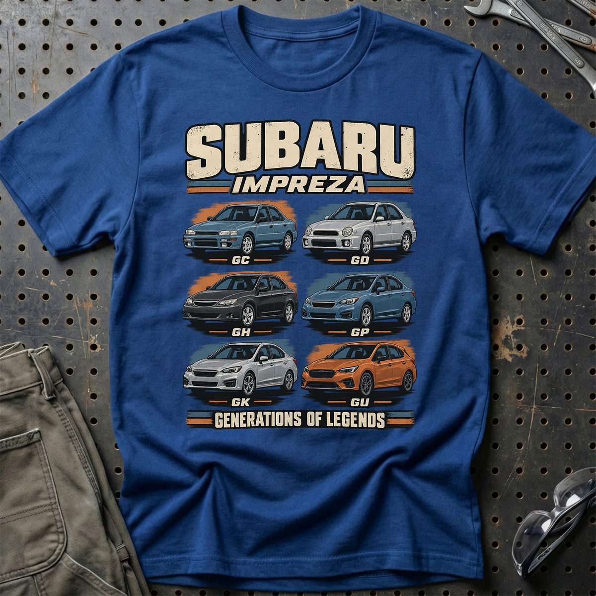 
Subaru Impreza – Generations of Legends T-Shirt – Blå Royal