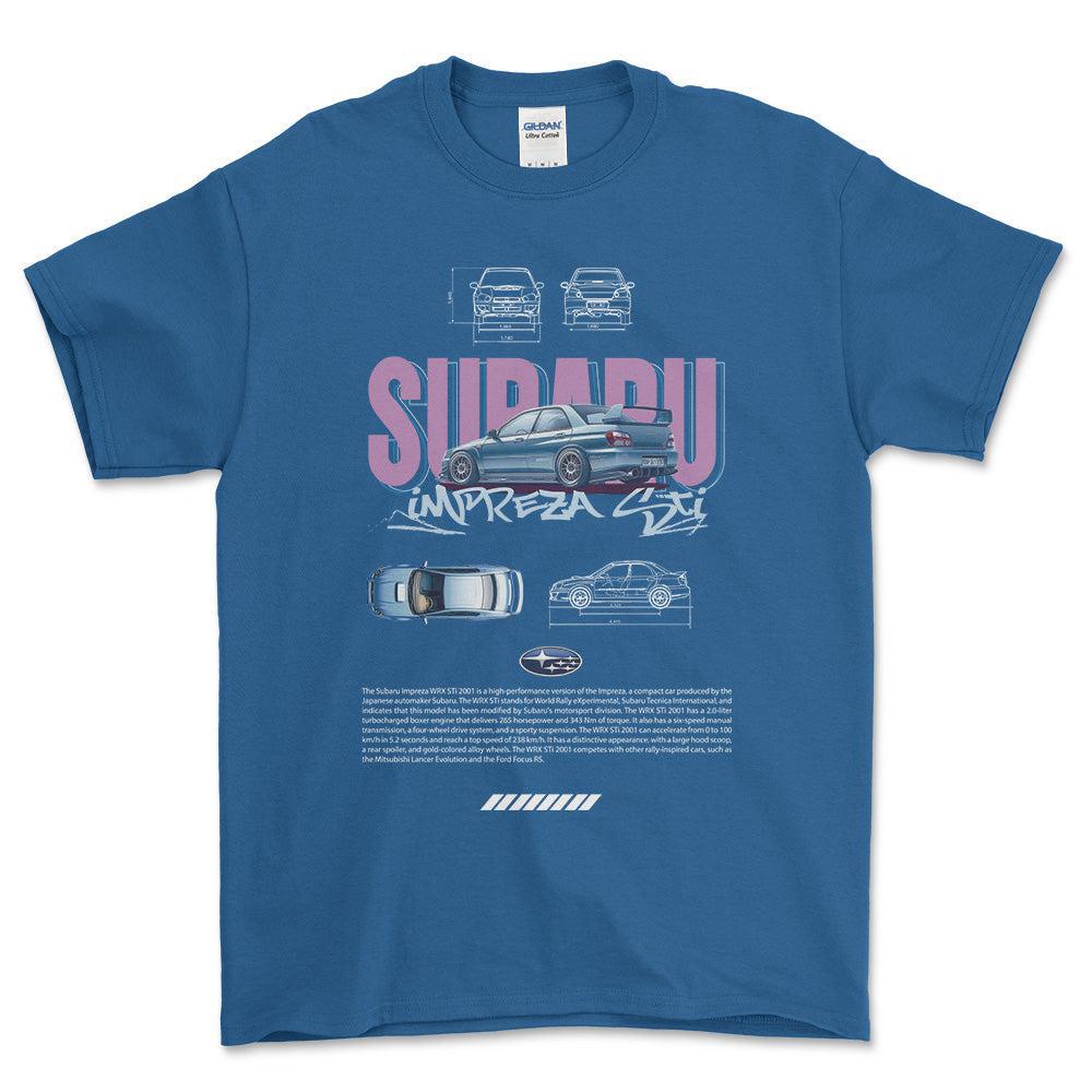 Subaru Impreza - Unisex T-Shirt-Beklædning-Subaru-Blå Royal-S-Forside-Garage Culture Shop- garage - man cave - merchandise