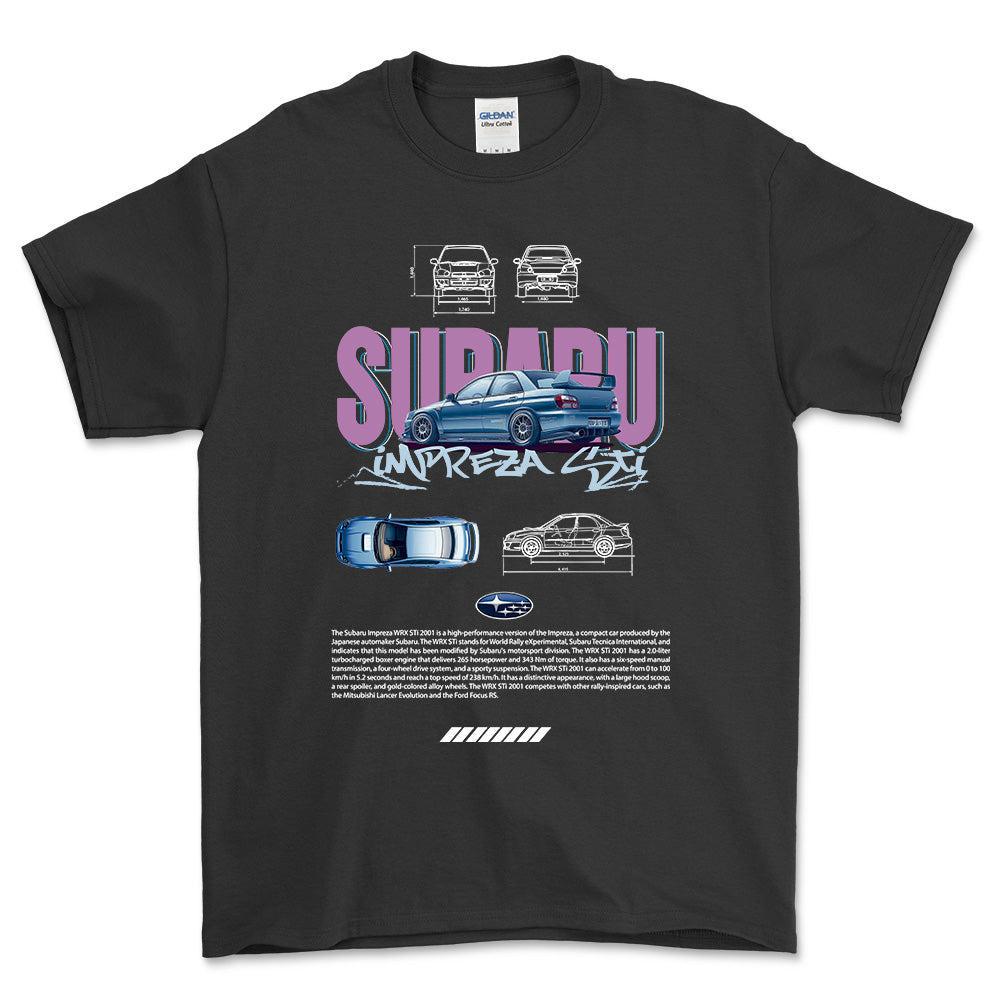 Subaru Impreza - Unisex T-Shirt-Beklædning-Subaru-Sort-S-Forside-Garage Culture Shop- garage - man cave - merchandise