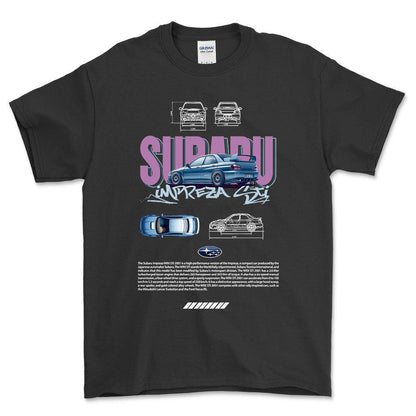Subaru Impreza - Unisex T-Shirt-Beklædning-Subaru-Sort-S-Forside-Garage Culture Shop- garage - man cave - merchandise