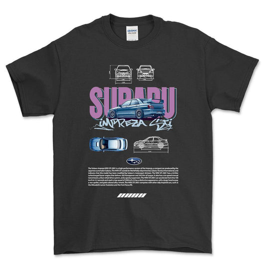 Subaru Impreza - Unisex T-Shirt-Beklædning-Subaru-Sort-S-Forside-Garage Culture Shop- garage - man cave - merchandise