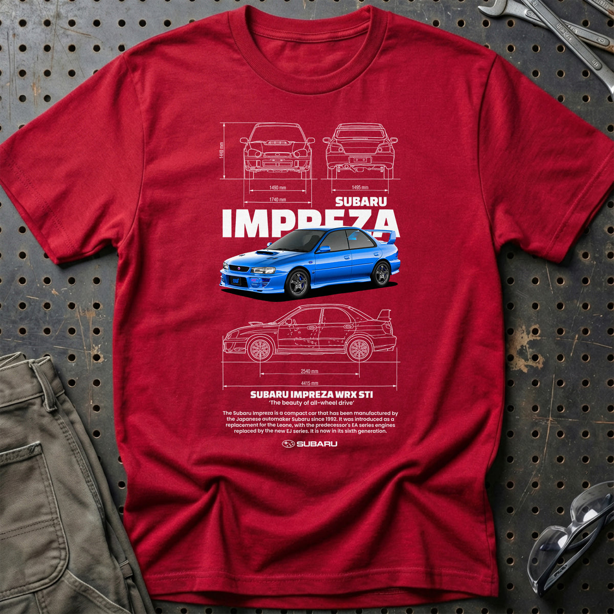 
Subaru Impreza WRX STI T-Shirt – Rød