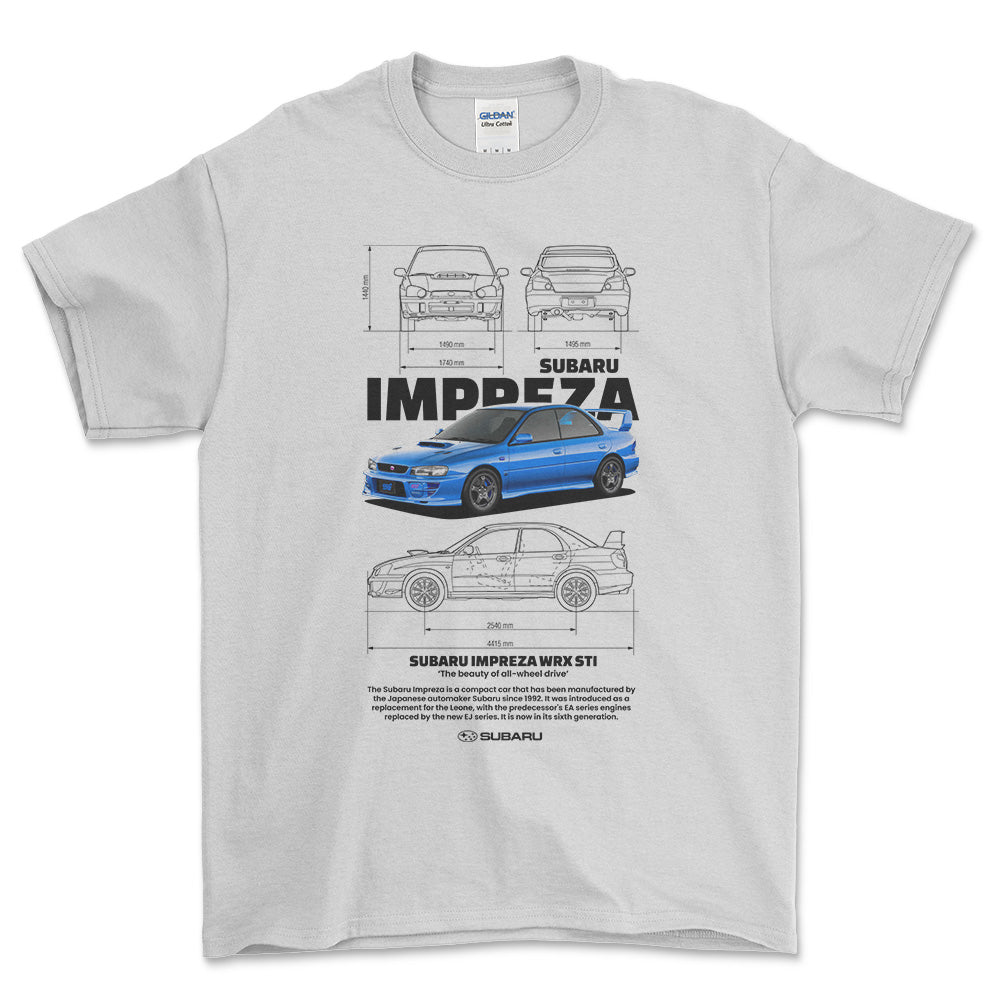 Subaru Impreza WRX STI - Unisex T-Shirt-Beklædning-Subaru-Hvid-S-Forside-Garage Culture Shop- garage - man cave - merchandise