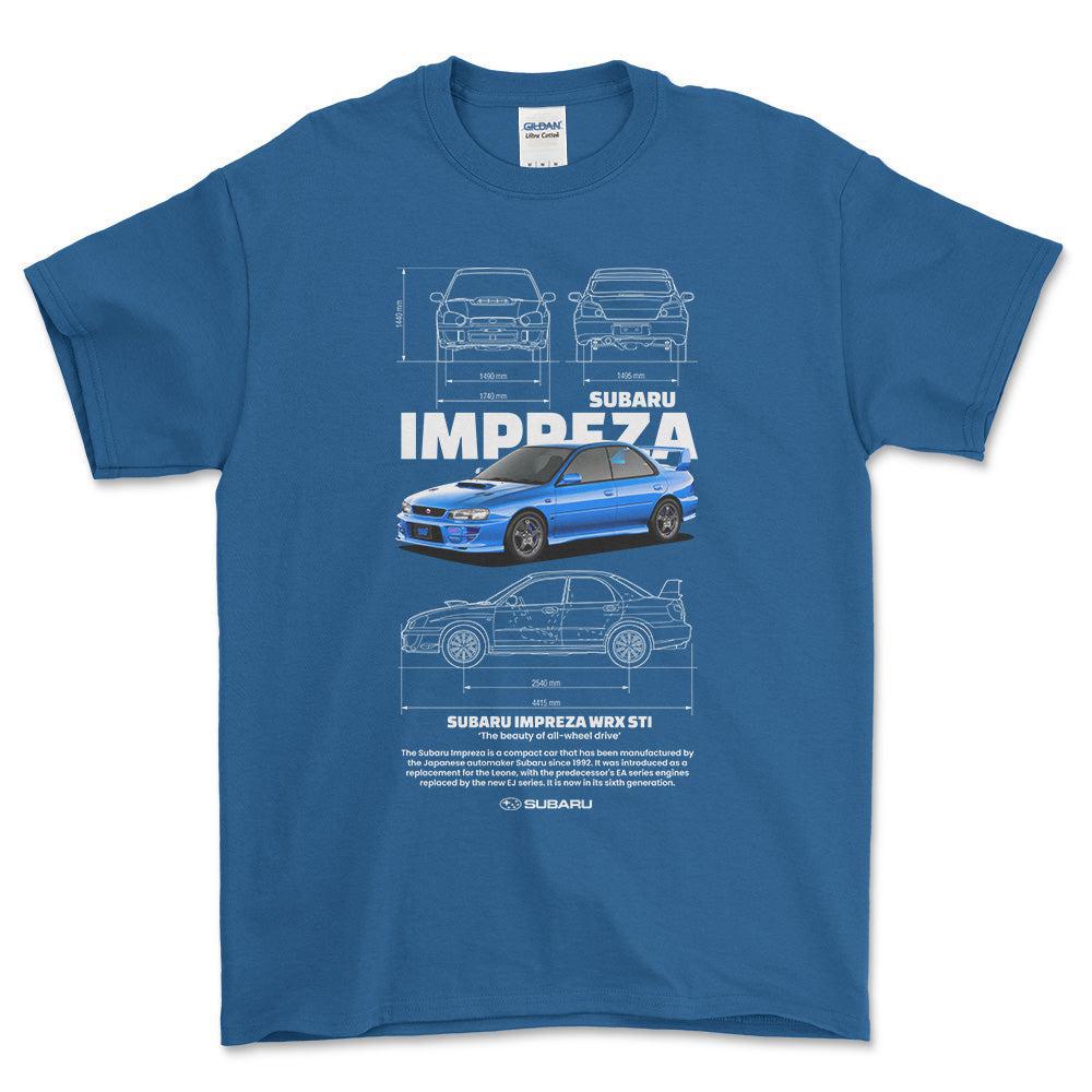 Subaru Impreza WRX STI - Unisex T-Shirt-Beklædning-Subaru-Blå Royal-S-Forside-Garage Culture Shop- garage - man cave - merchandise