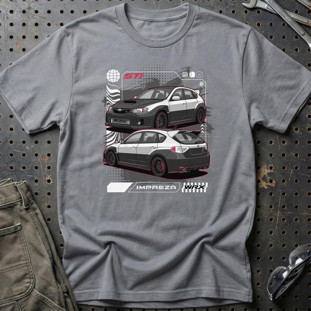 Subaru Impreza WRX STi Fast And Furios Cars - One Line Style Unisex T-Shirt-Beklædning-Subaru-Grå Sport-S-Garage Culture Shop- garage - man cave - merchandise