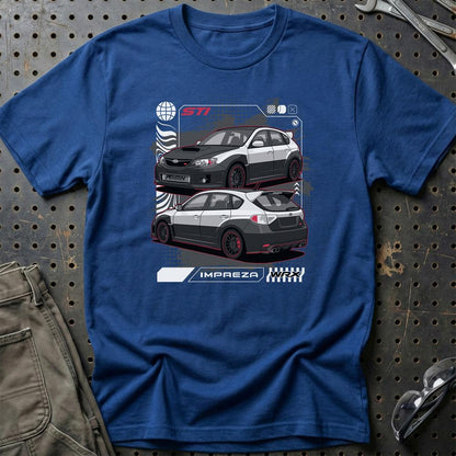 Subaru Impreza WRX STi Fast And Furios Cars - One Line Style Unisex T-Shirt-Beklædning-Subaru-Blå Royal-S-Garage Culture Shop- garage - man cave - merchandise