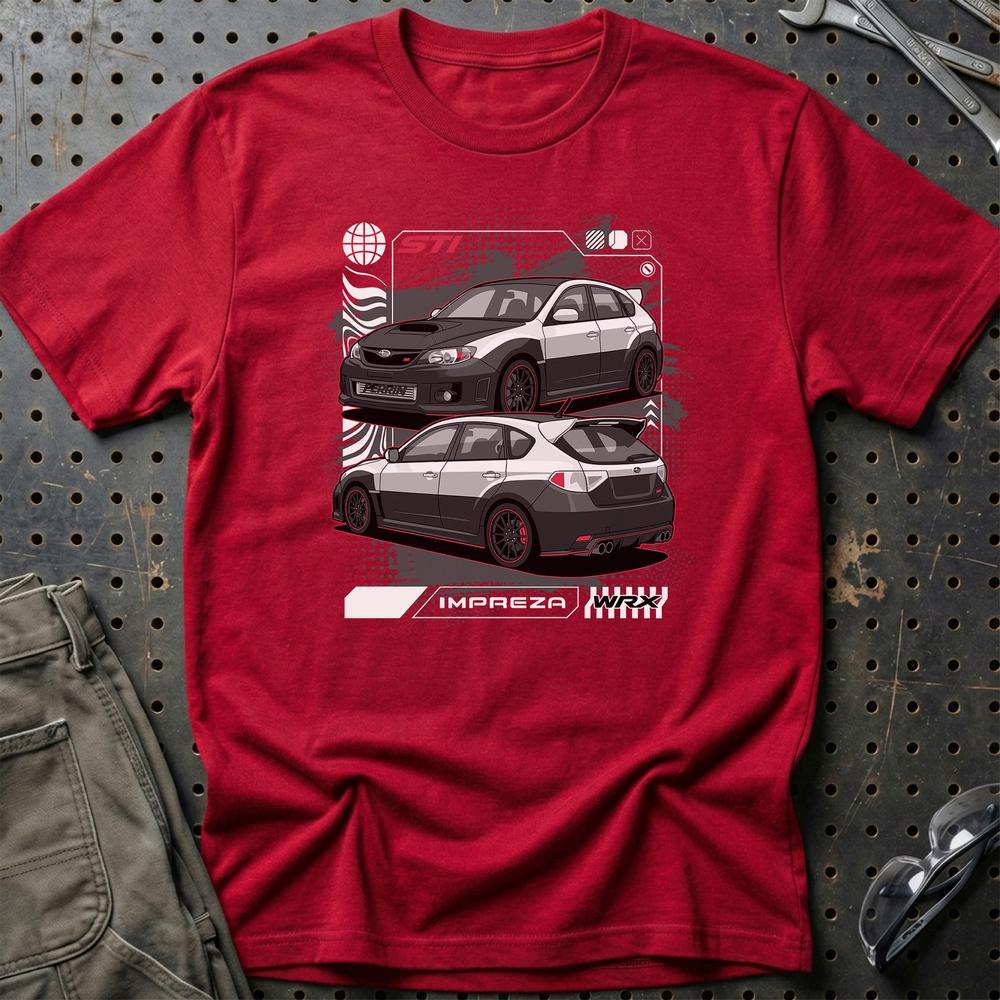 Subaru Impreza WRX STi Fast And Furios Cars - One Line Style Unisex T-Shirt-Beklædning-Subaru-Rød-S-Garage Culture Shop- garage - man cave - merchandise