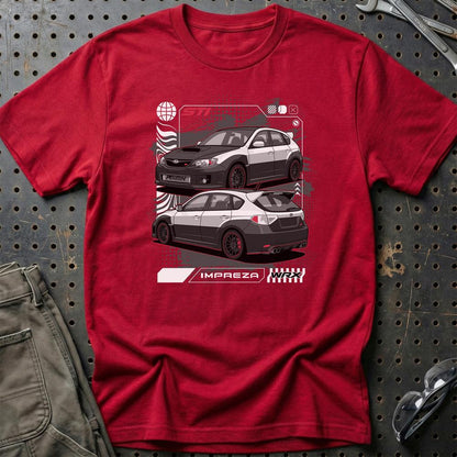 Subaru Impreza WRX STi Fast And Furios Cars - One Line Style Unisex T-Shirt-Beklædning-Subaru-Rød-S-Garage Culture Shop- garage - man cave - merchandise