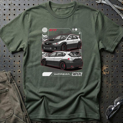 Subaru Impreza WRX STi Fast And Furios Cars - One Line Style Unisex T-Shirt-Beklædning-Subaru-Grøn Militær-S-Garage Culture Shop- garage - man cave - merchandise