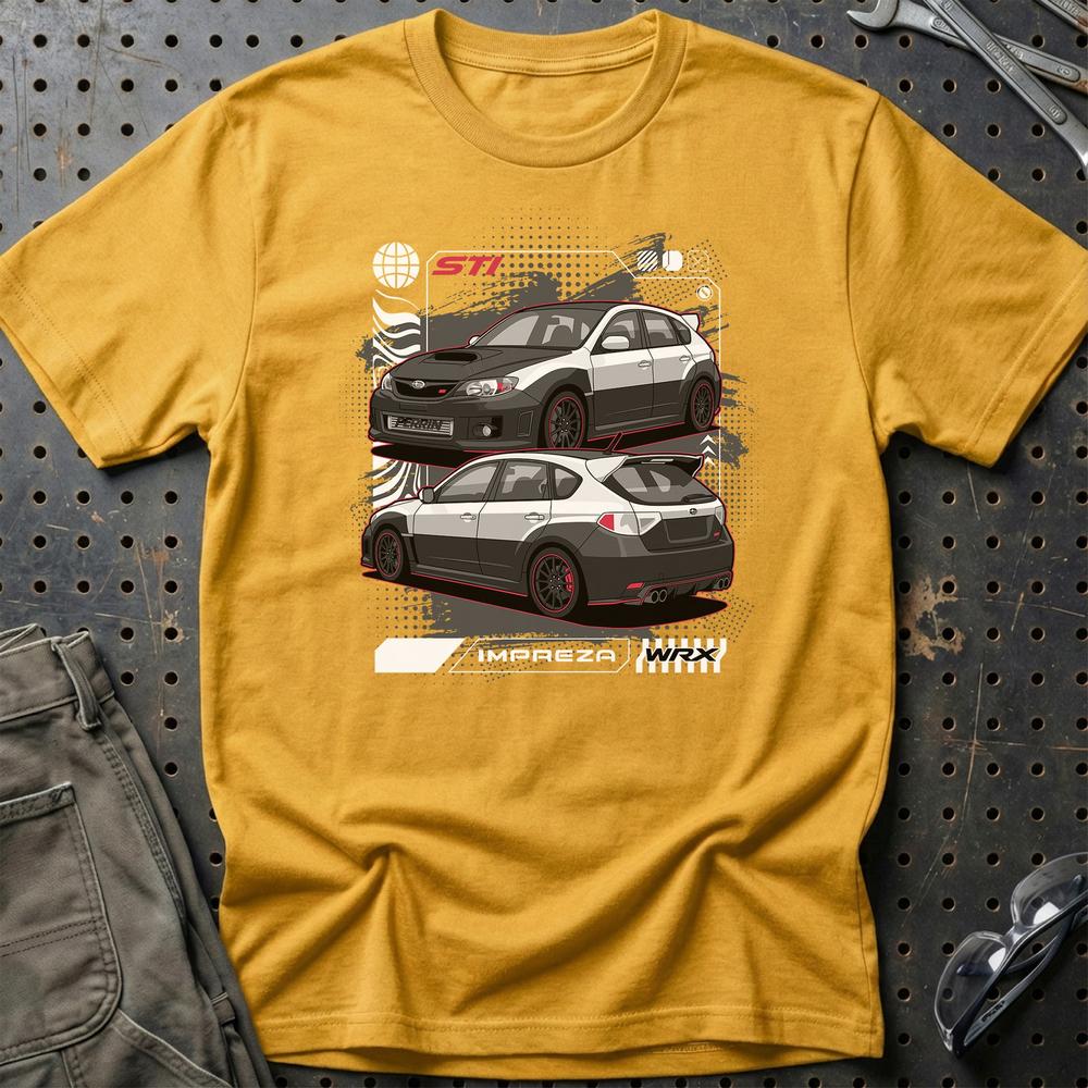 Subaru Impreza WRX STi Fast And Furios Cars - One Line Style Unisex T-Shirt-Beklædning-Subaru-Guld-S-Garage Culture Shop- garage - man cave - merchandise