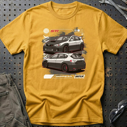 Subaru Impreza WRX STi Fast And Furios Cars - One Line Style Unisex T-Shirt-Beklædning-Subaru-Guld-S-Garage Culture Shop- garage - man cave - merchandise