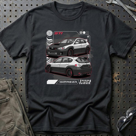 Subaru Impreza WRX STi Fast And Furios Cars - One Line Style Unisex T-Shirt-Beklædning-Subaru-Sort-S-Garage Culture Shop- garage - man cave - merchandise