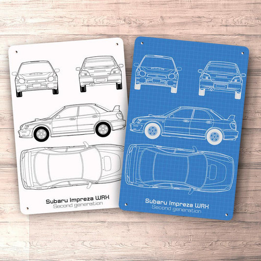 Subaru Impreza Wrx Blueprint Skilte, Musemåtte, Dørmåtte-Blueprint-Subaru-Garage Culture Shop- garage - man cave - merchandise