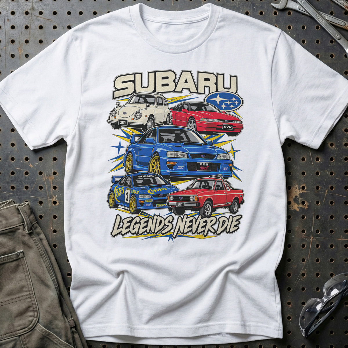 
Produktbillede af Subaru Legends Never Die T-Shirt