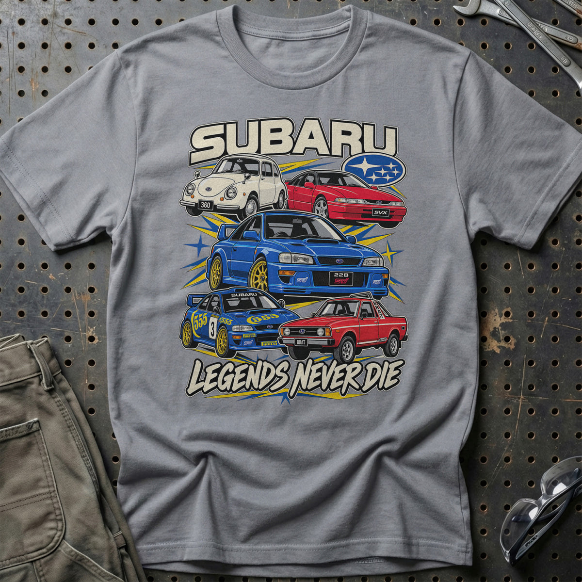 
Produktbillede af Subaru Legends Never Die T-Shirt
