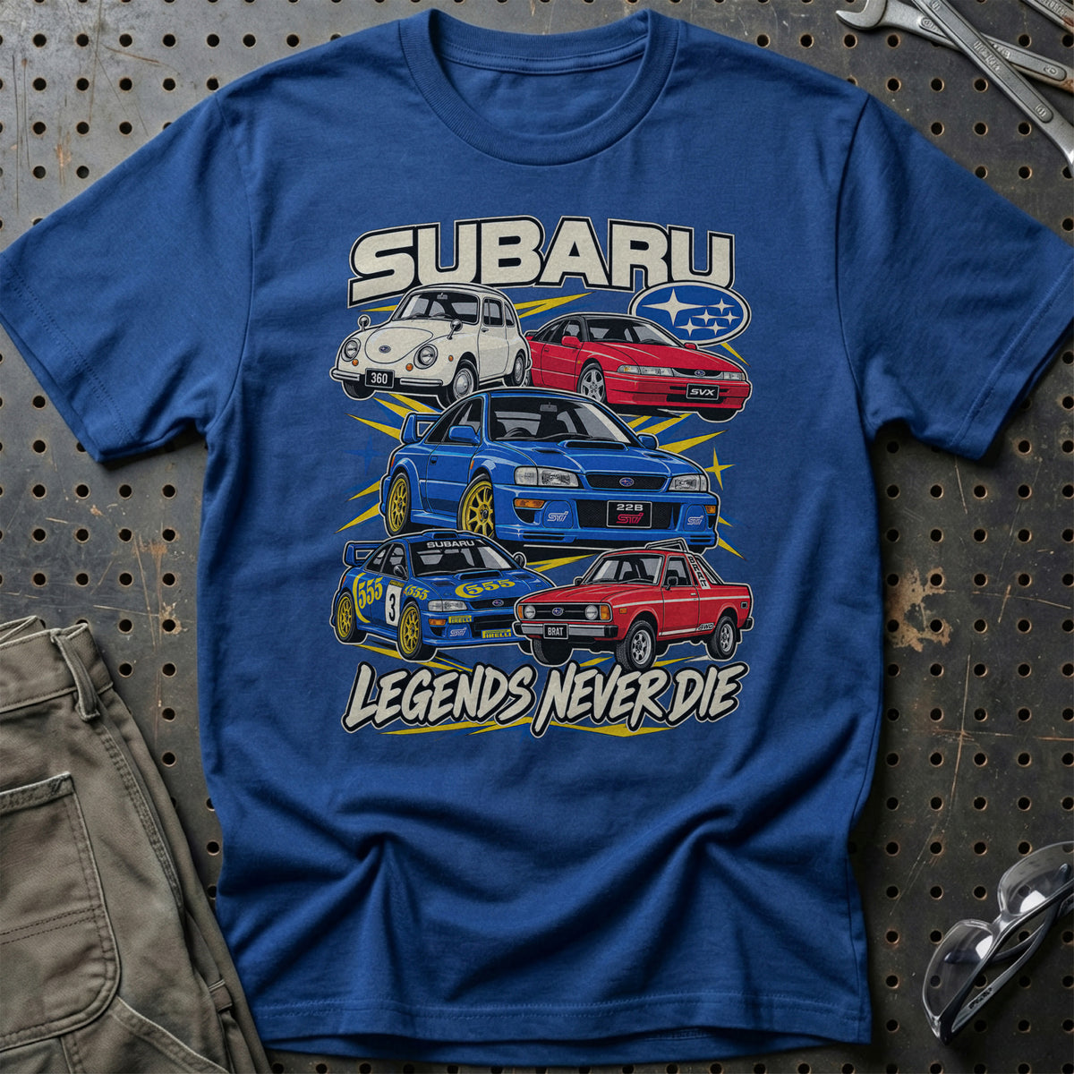 
Produktbillede af Subaru Legends Never Die T-Shirt