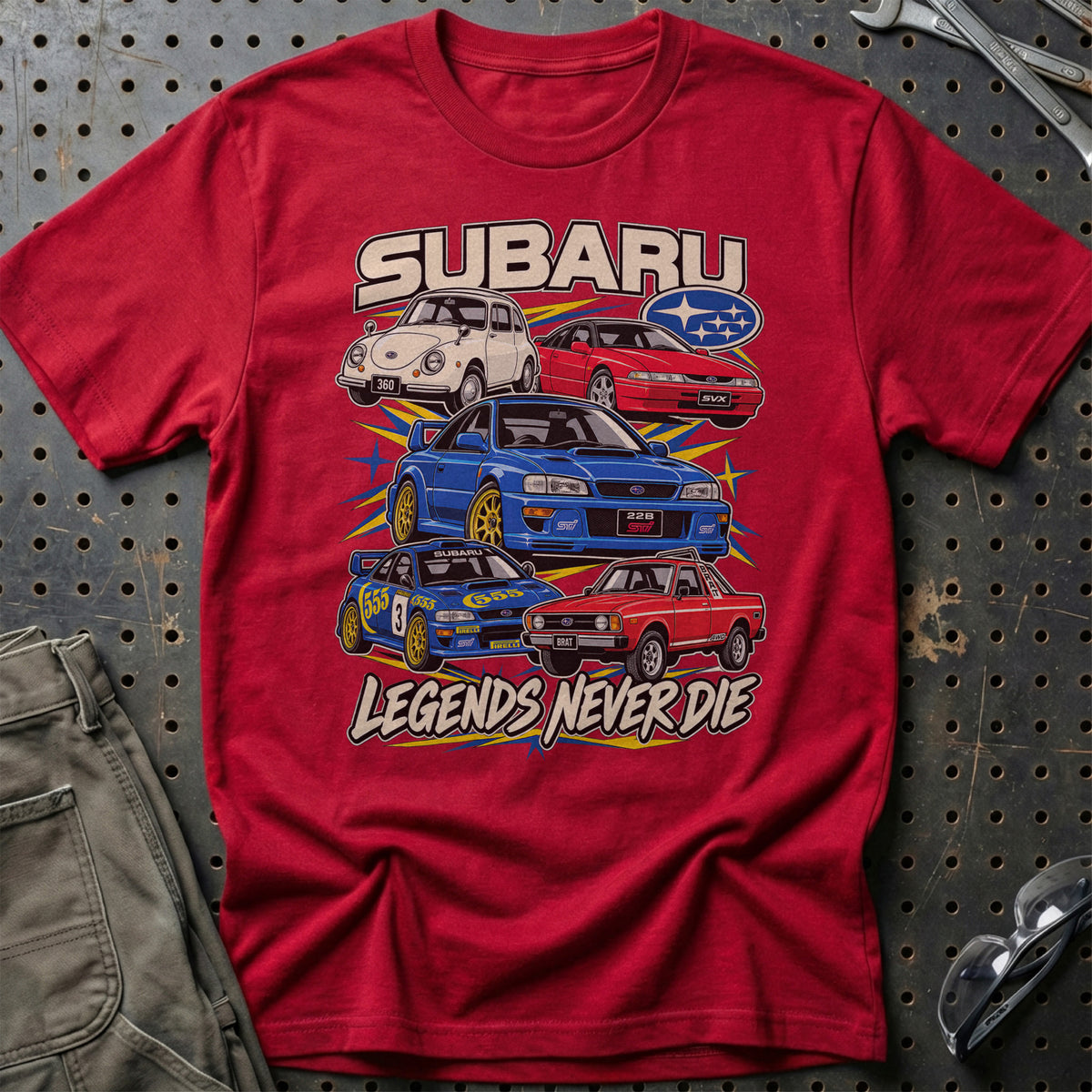 
Produktbillede af Subaru Legends Never Die T-Shirt