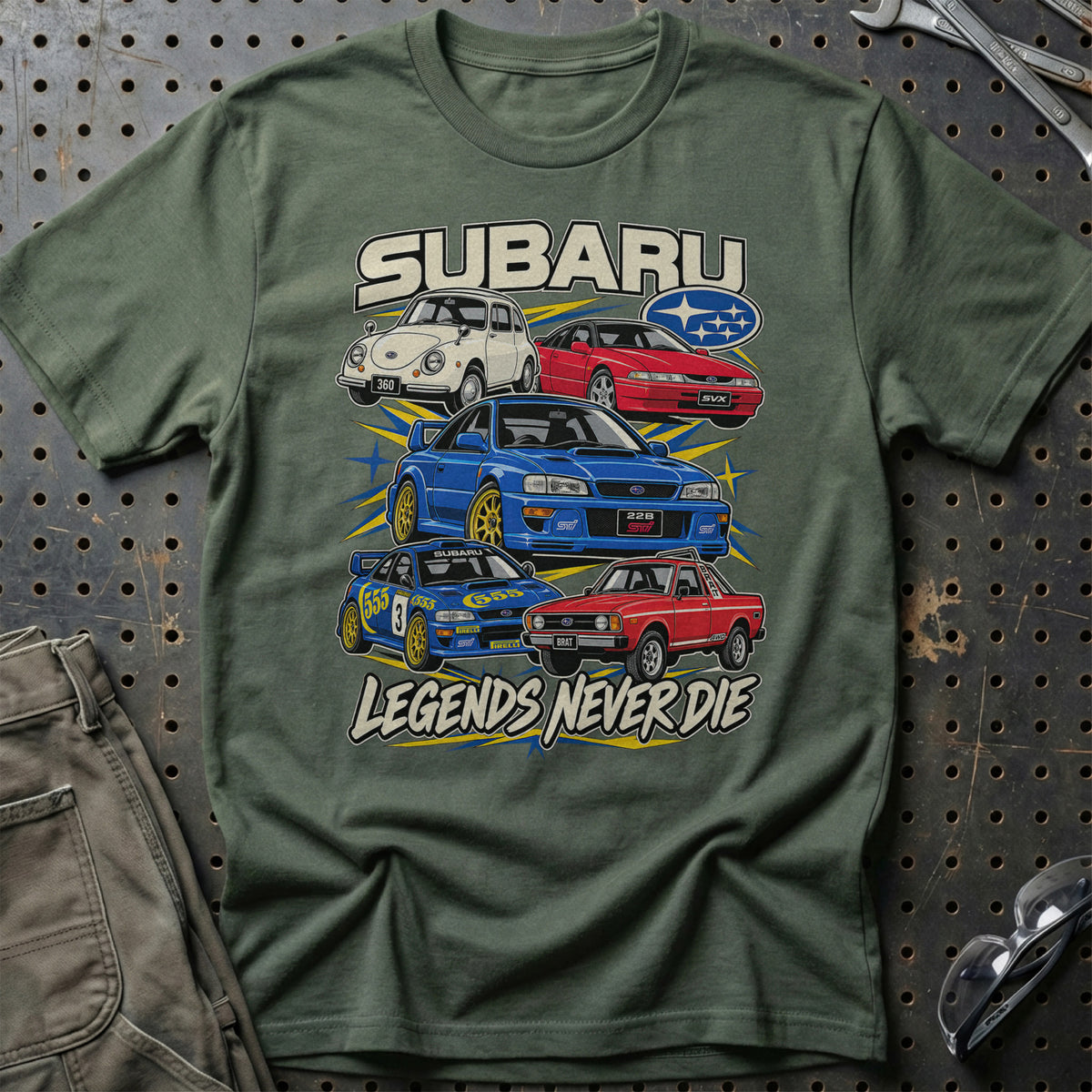 
Produktbillede af Subaru Legends Never Die T-Shirt