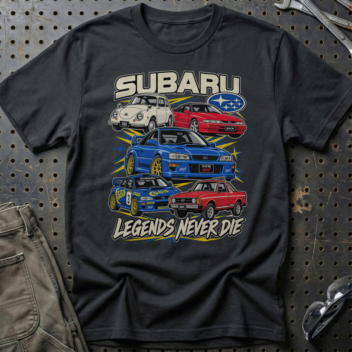 
Produktbillede af Subaru Legends Never Die T-Shirt