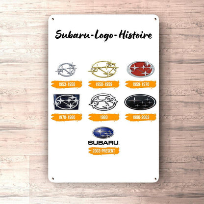 Subaru Logo Histoire Skilte, Musemåtte, Dørmåtte , Plakat-Skilte-Subaru-Garage Culture Shop- garage - man cave - merchandise