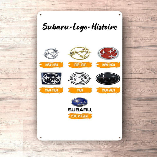 Subaru Logo Histoire Skilte, Musemåtte, Dørmåtte , Plakat-Skilte-Subaru-Garage Culture Shop- garage - man cave - merchandise