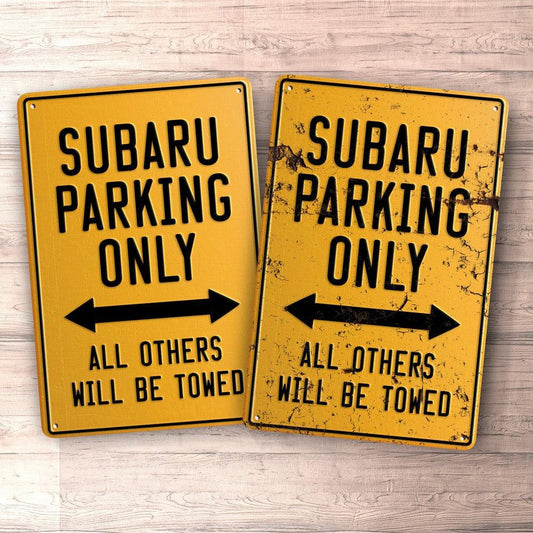 Subaru Parking Only Skilte, Musemåtte, Dørmåtte-Parking skilte-Subaru-Garage Culture Shop- garage - man cave - merchandise