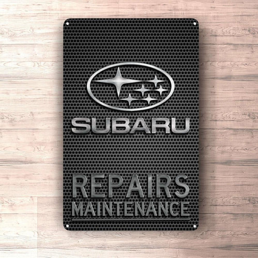 Subaru Repairs Maintenance Skilte, Musemåtte, Dørmåtte-Skilte-Subaru-Garage Culture Shop- garage - man cave - merchandise