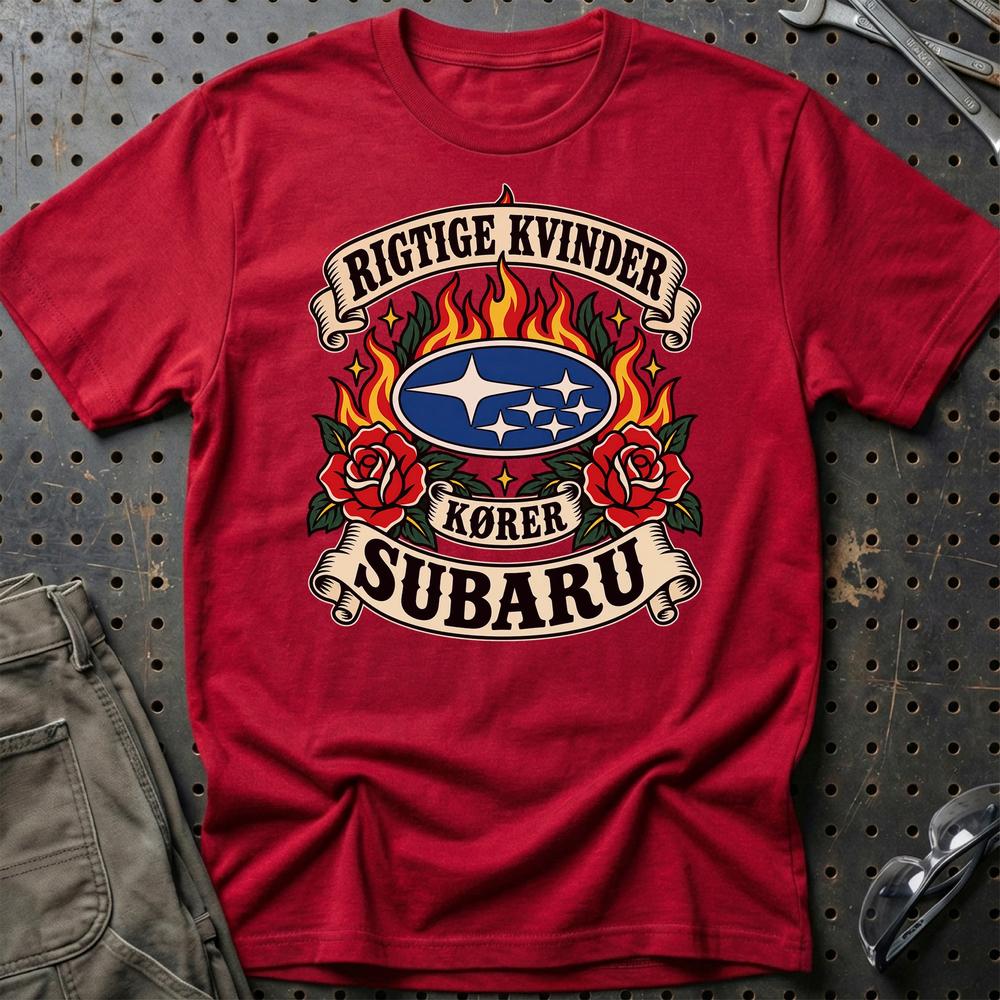 
Produktbillede af Subaru Rigtige Kvinder Kører – Roser og Flammer T-Shirt