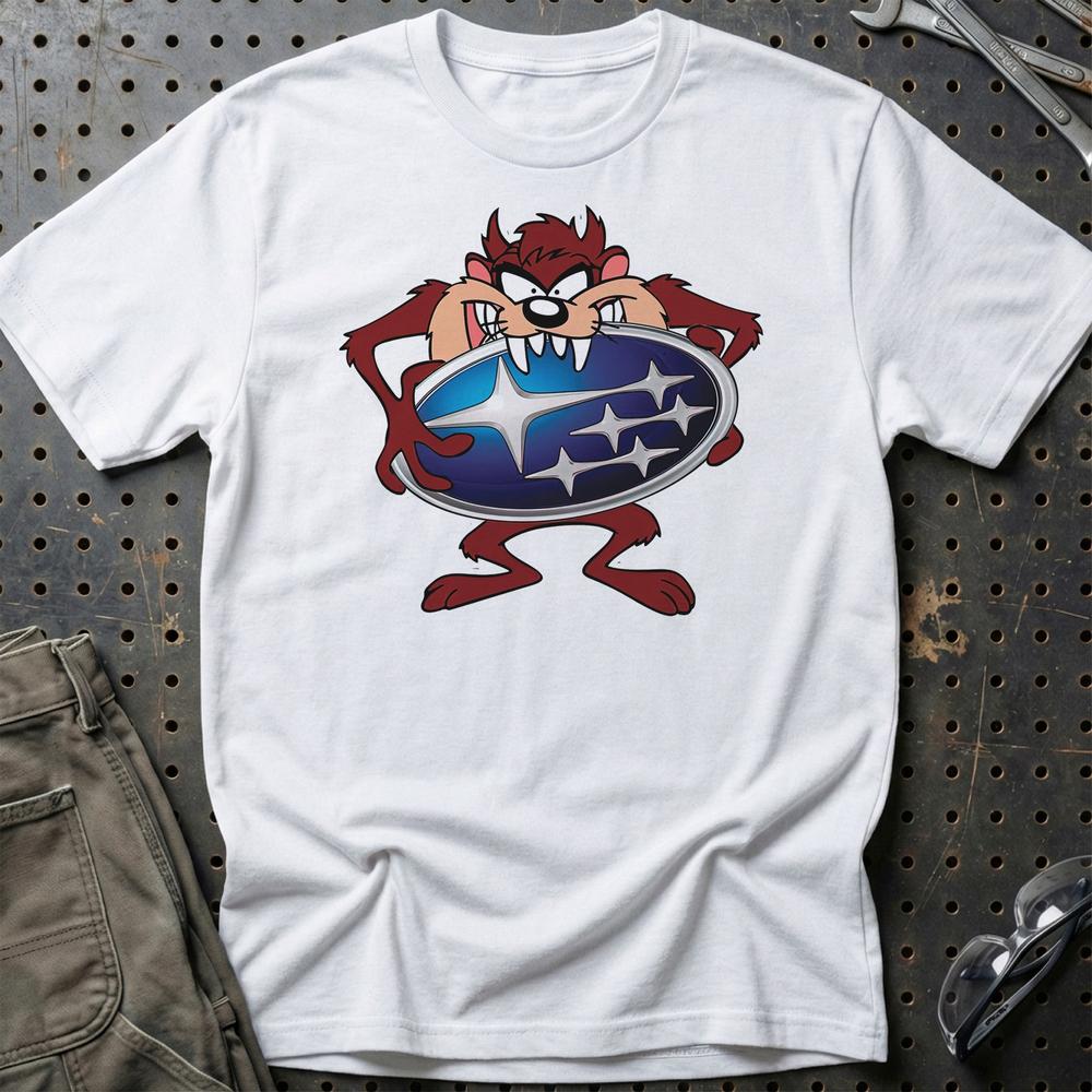 Subaru TAZ Unisex T-Shirt , Bomuld-Beklædning-Subaru-Hvid-S-Garage Culture Shop- garage - man cave - merchandise