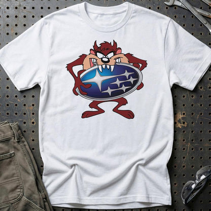 Subaru TAZ Unisex T-Shirt , Bomuld-Beklædning-Subaru-Hvid-S-Garage Culture Shop- garage - man cave - merchandise