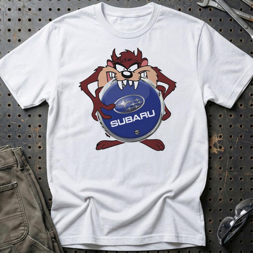 Subaru TAZ Unisex T-Shirt , Bomuld-Beklædning-Subaru-Hvid-S-Garage Culture Shop- garage - man cave - merchandise