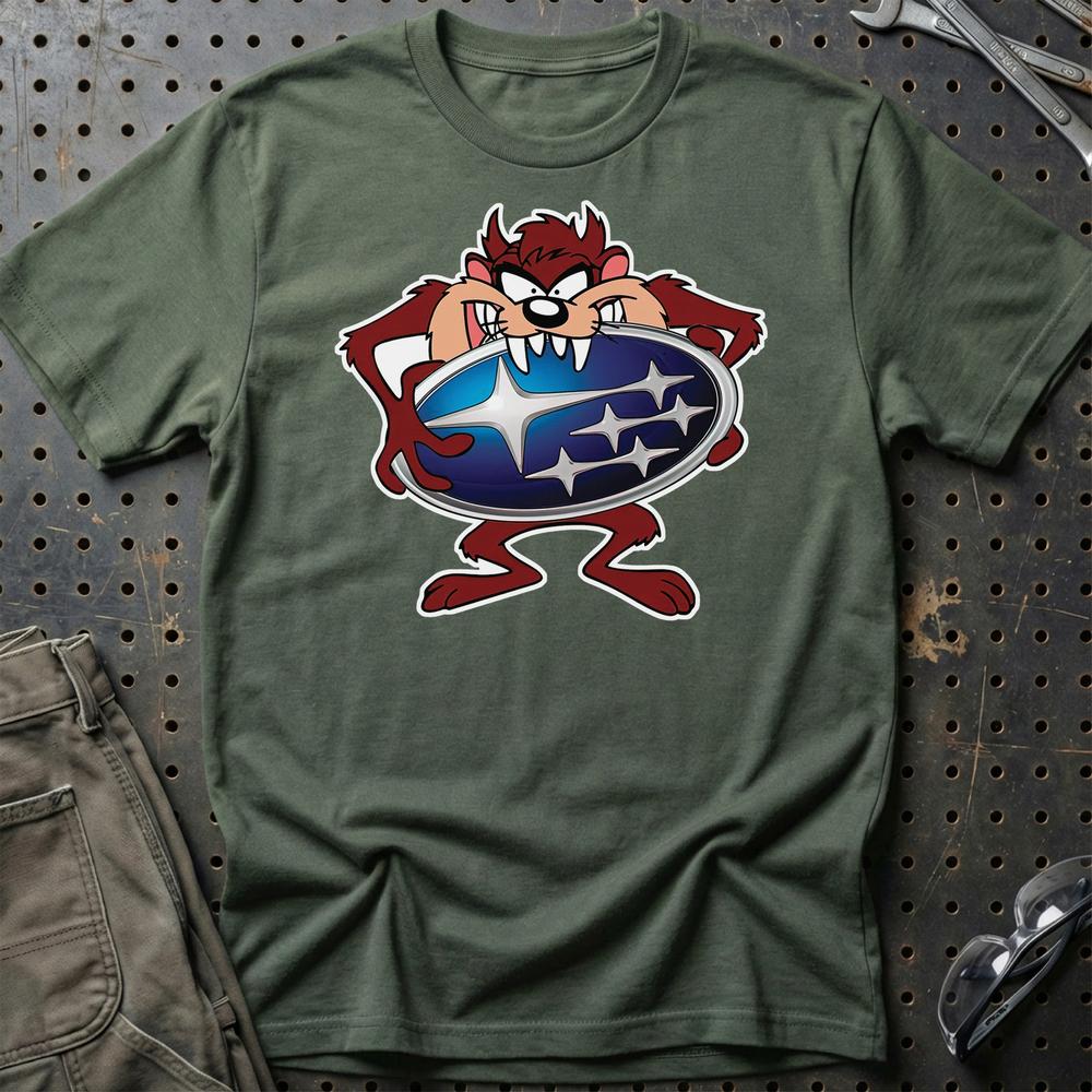 Subaru TAZ Unisex T-Shirt , Bomuld-Beklædning-Subaru-Grøn Militær-S-Garage Culture Shop- garage - man cave - merchandise