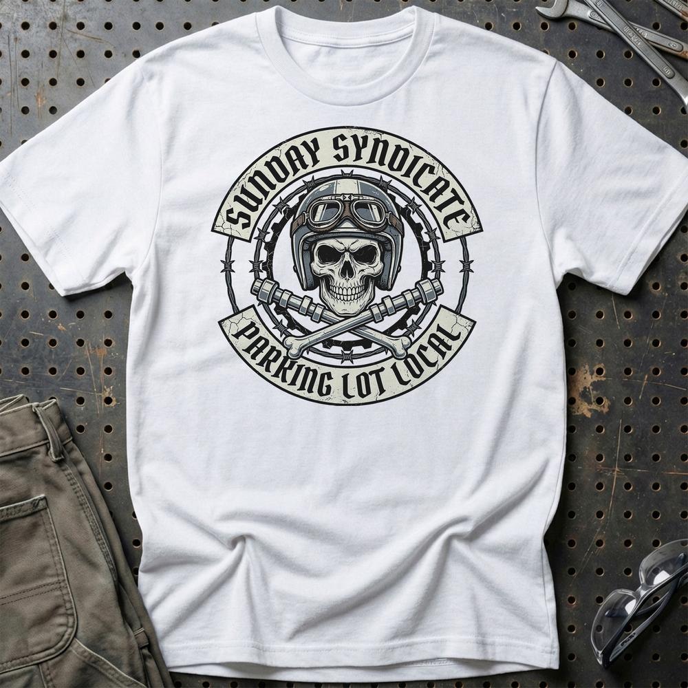Sunday Syndicate Parking Lot Local T-Shirt-Beklædning-Garage Culture-Hvid-S-Garage Culture Shop- garage - man cave - merchandise