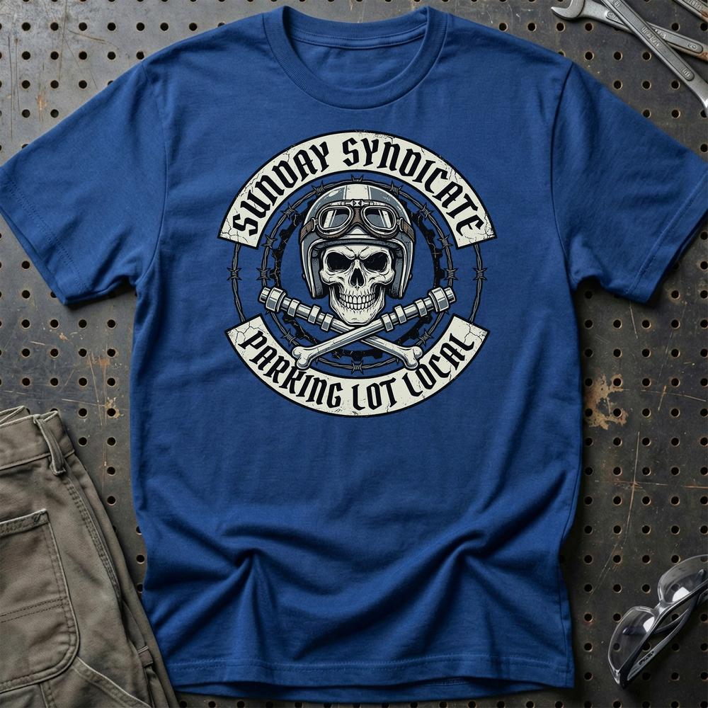 Sunday Syndicate Parking Lot Local T-Shirt-Beklædning-Garage Culture-Blå Royal-S-Garage Culture Shop- garage - man cave - merchandise