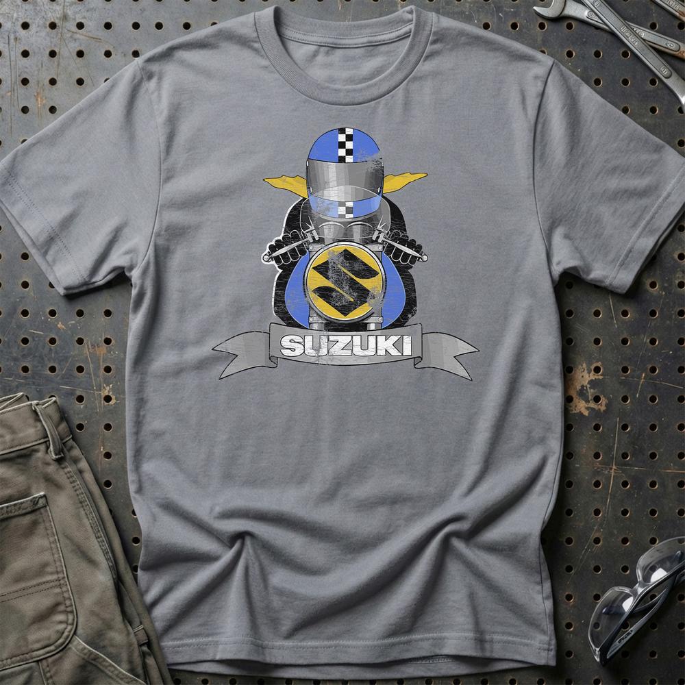 Suzuki Biker Vintage Style T-Shirt-Beklædning-Suzuki-Grå Sport-S-Garage Culture Shop- garage - man cave - merchandise