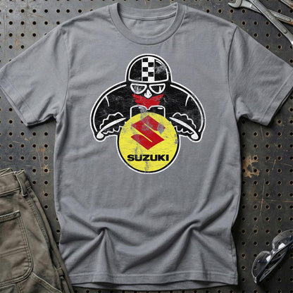 Suzuki Biker Vintage Style Unisex T-Shirt , Bomuld-Beklædning-Suzuki-Grå Sport-S-Garage Culture Shop- garage - man cave - merchandise