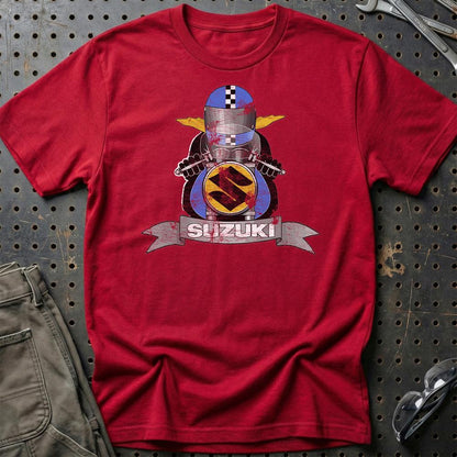 Suzuki Biker Vintage Style Unisex T-Shirt , Bomuld-Beklædning-Suzuki-Rød-S-Garage Culture Shop- garage - man cave - merchandise