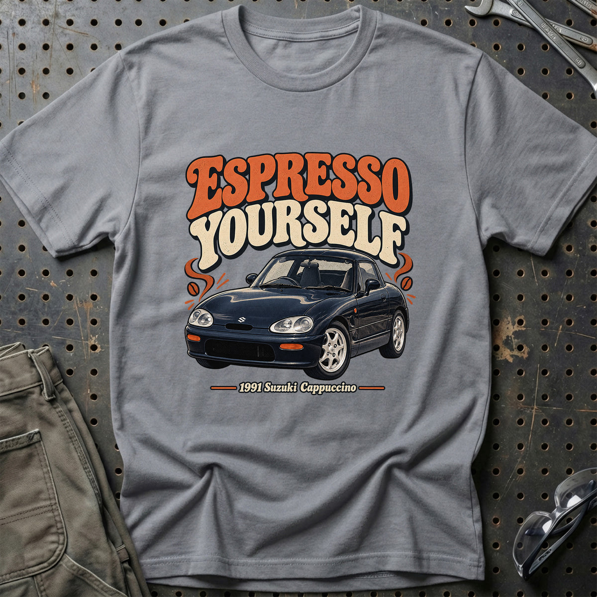
Suzuki Cappuccino 1991 – Espresso Yourself T-Shirt – Grå Sport