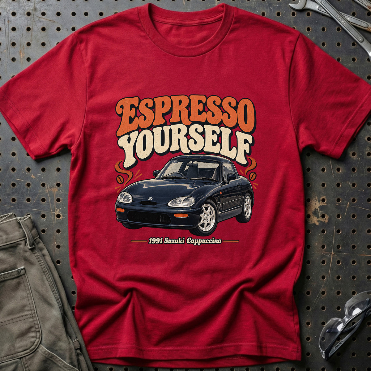 
Suzuki Cappuccino 1991 – Espresso Yourself T-Shirt – Rød