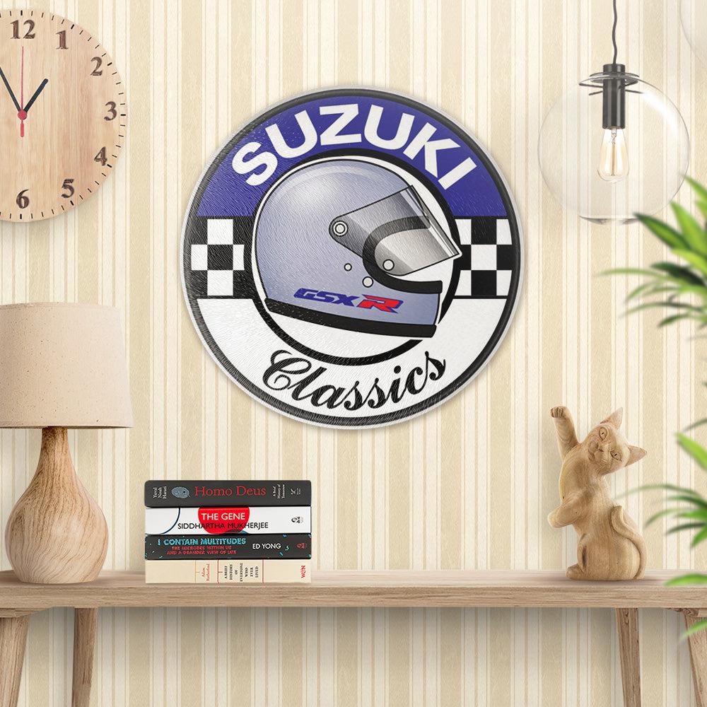 Suzuki Classics Runde Skilte , Musemåtte Rundt , Kop Underlag, Underlagssæt-Runde Skilte-Suzuki-Garage Culture Shop- garage - man cave - merchandise