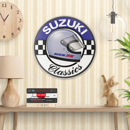 Suzuki Classics Runde Skilte , Musemåtte Rundt , Kop Underlag, Underlagssæt-Runde Skilte-Suzuki-Garage Culture Shop- garage - man cave - merchandise