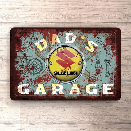 Suzuki Dads Garage Vintage Skilte, Musemåtte, Dørmåtte , Plakat-Skilte-Suzuki-Garage Culture Shop- garage - man cave - merchandise