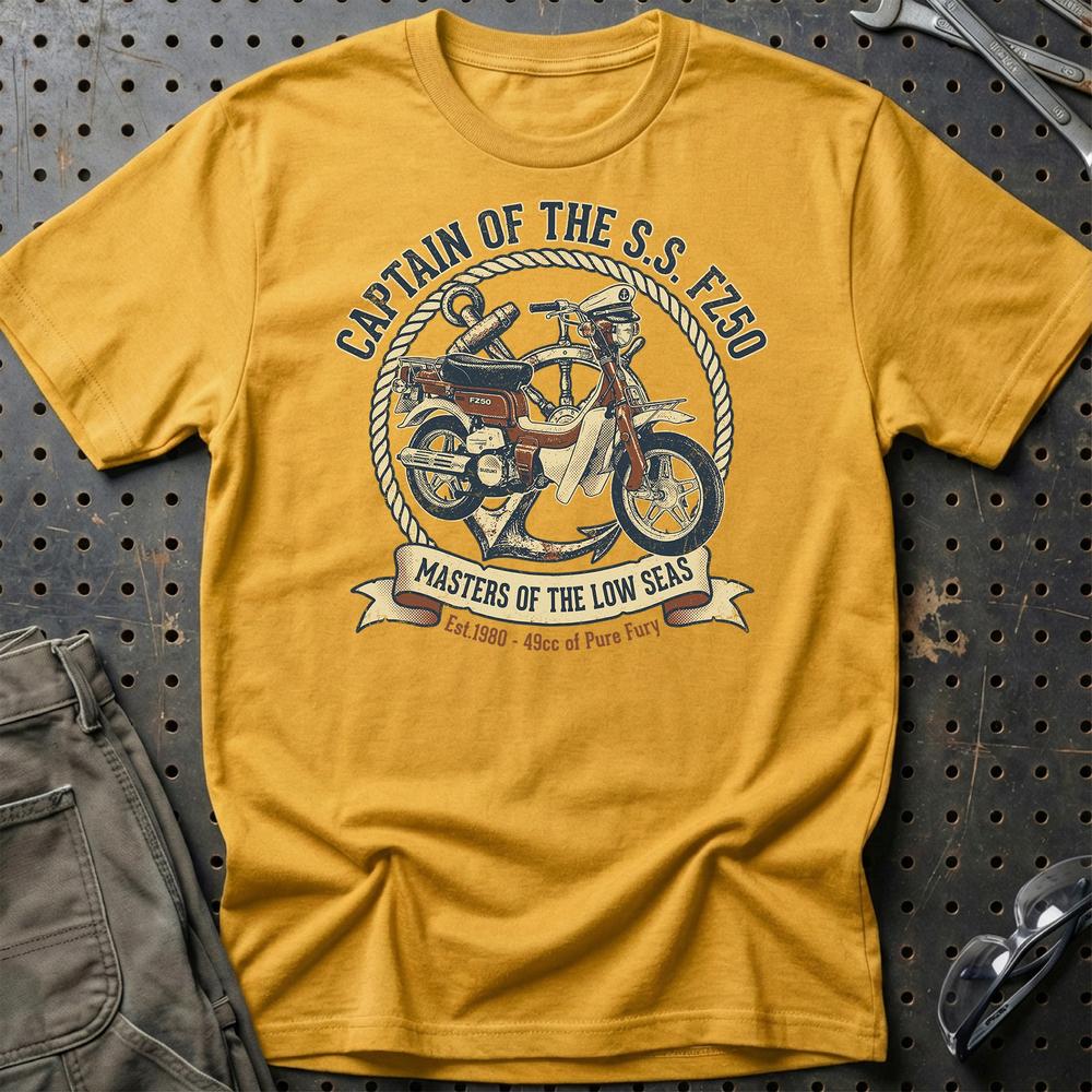 Suzuki FZ50 Captain of the S.S. FZ50 T-Shirt-Beklædning-Suzuki-Guld-S-Garage Culture Shop- garage - man cave - merchandise