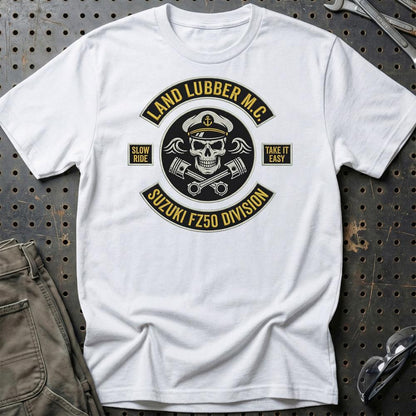 Suzuki FZ50 Land Lubber M.C. - Unisex T-Shirt-Beklædning-Suzuki-Hvid-S-Garage Culture Shop- garage - man cave - merchandise