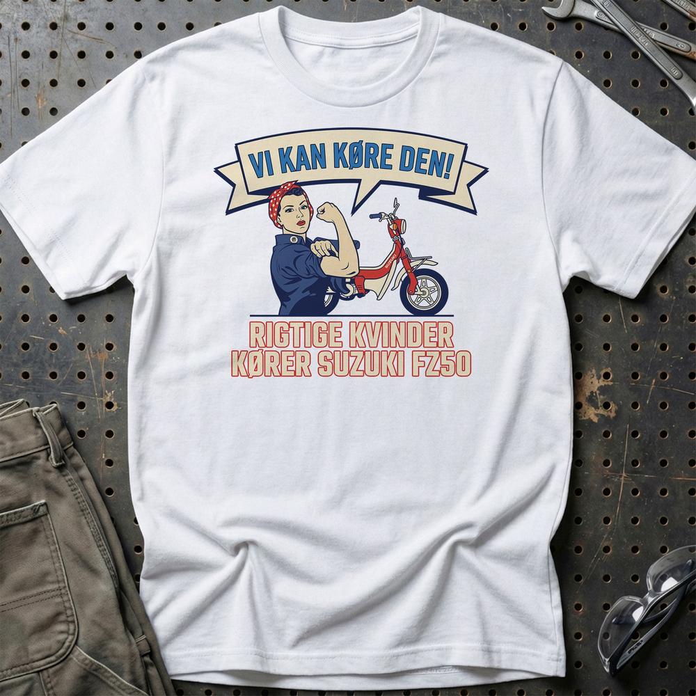 Suzuki FZ50 Rigtige Kvinder Kører FZ50 - Unisex T-Shirt-Beklædning-Suzuki-Hvid-S-Garage Culture Shop- garage - man cave - merchandise