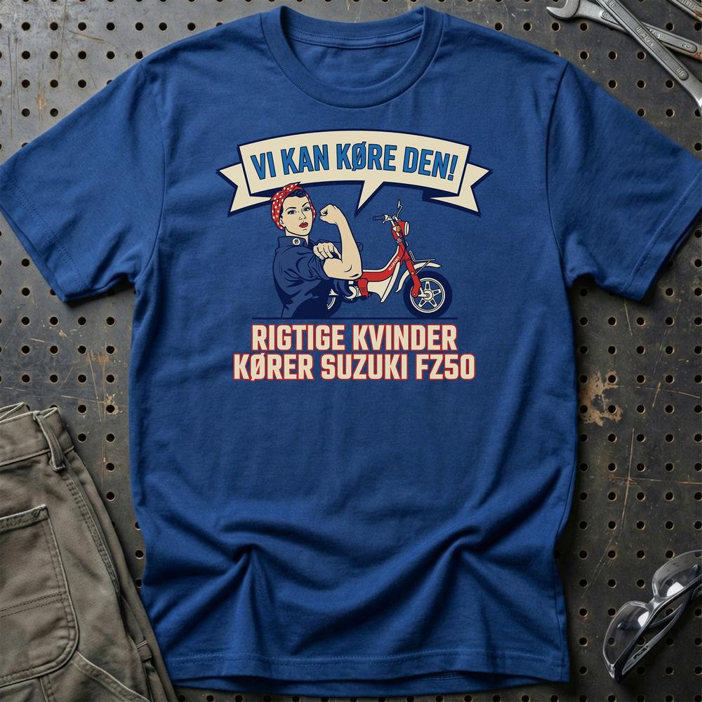 Suzuki FZ50 Rigtige Kvinder Kører FZ50 - Unisex T-Shirt-Beklædning-Suzuki-Blå Royal-S-Garage Culture Shop- garage - man cave - merchandise