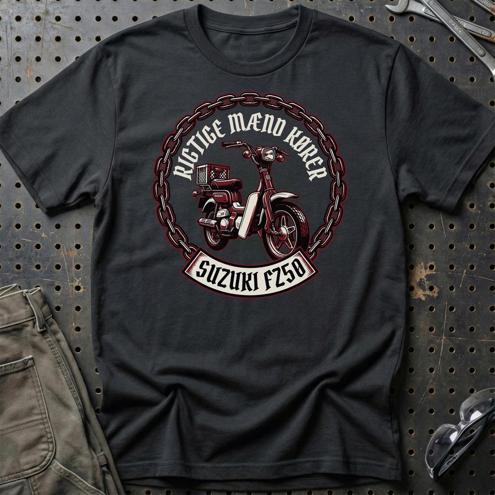 Suzuki FZ50 Rigtige Mænd Kører T-Shirt-Beklædning-Suzuki-Sort-S-Garage Culture Shop- garage - man cave - merchandise