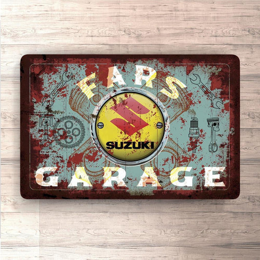 Suzuki Fars Garage Vintage Skilte, Musemåtte, Dørmåtte-Skilte-Suzuki-Garage Culture Shop- garage - man cave - merchandise